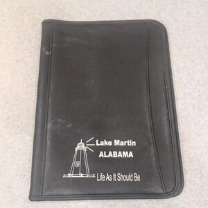 Leeds Black Faux Leather Padfolio Lake Martin Alabama Lighthouse Organizer